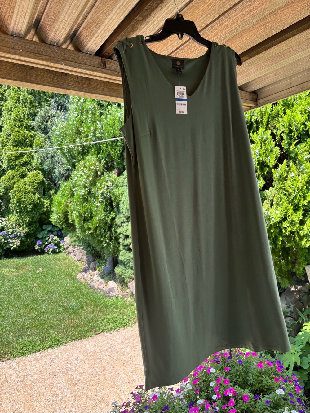 JM Collection Olive Green Sleeveless V-Neck Shift Dress XL